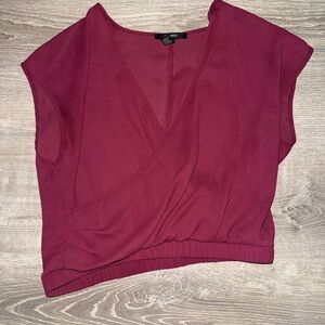 Forever 21 Red Crop Wrap Blouse